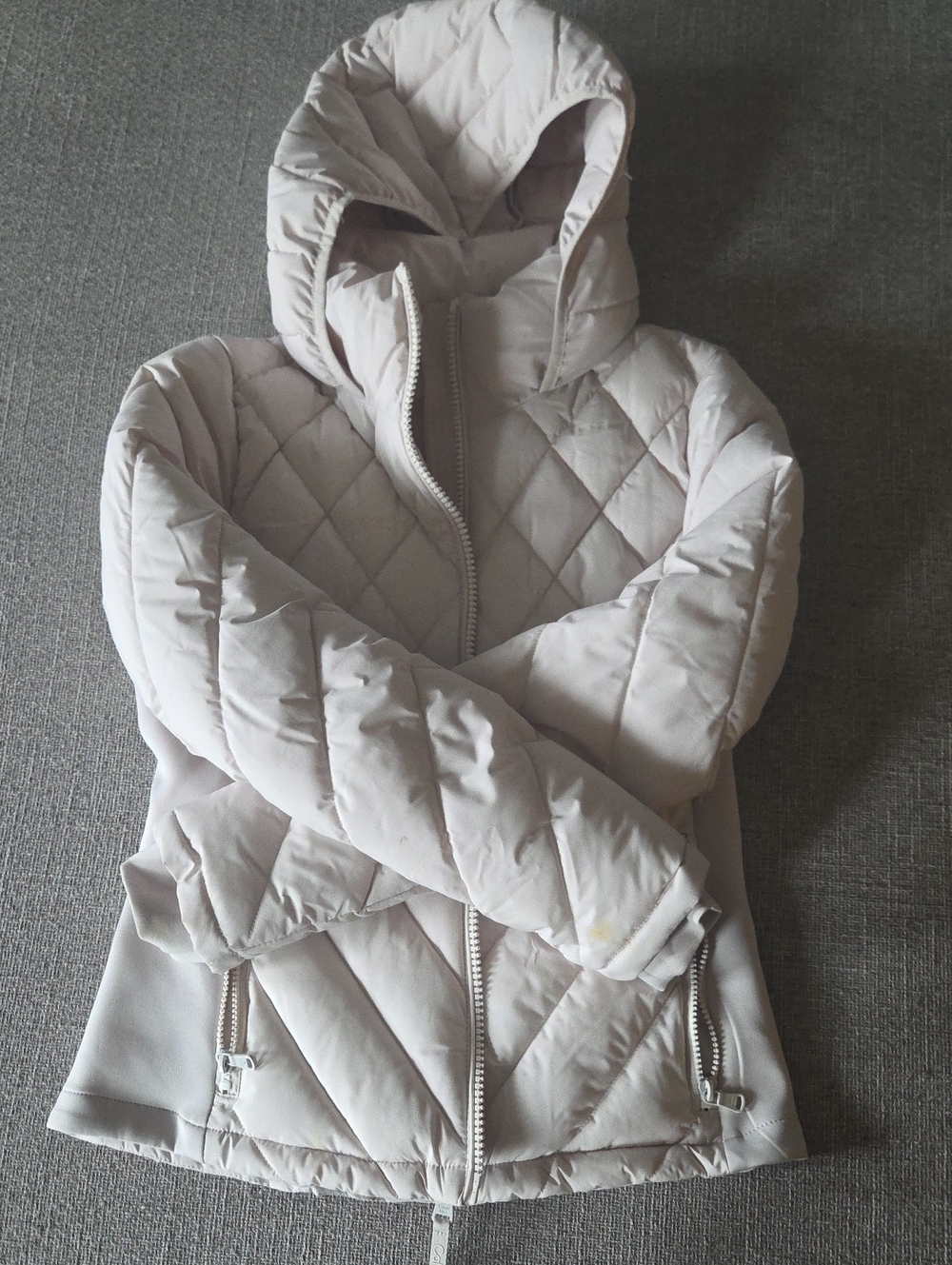 Calvin Klein Light Beige Quilted Hooded Puffer Jacket